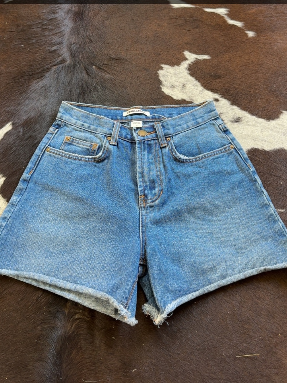 Billabong Blue Jean Shorts High-Waisted Frayed Hem